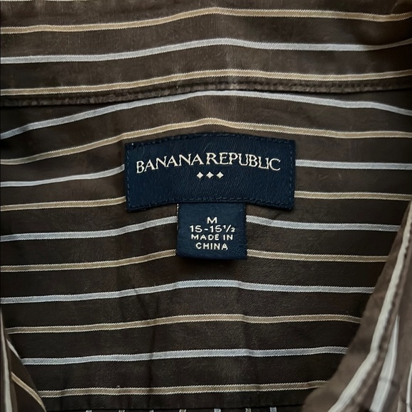 Banana Republic Brown Casual Button Down Shirt Classic Style Sz. M 15-15 1/2 - Picture 2 of 7